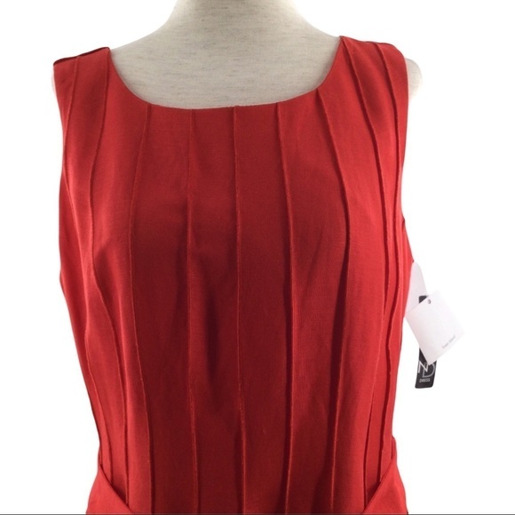 New Direction Dress Linen Blend Pleated Pintuck Tie Waist Dress - Picture 14 of 15